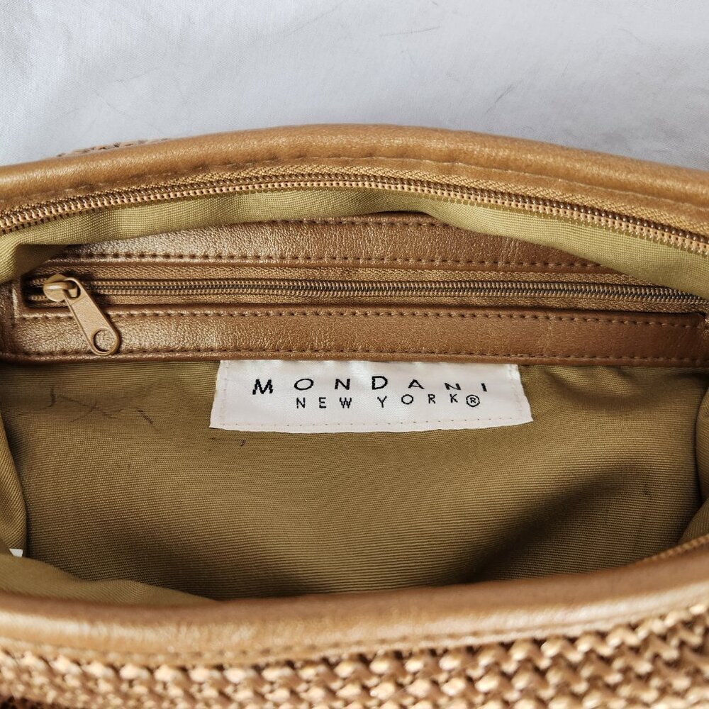 Mondani New York Handbag Woven Gold Tone Evening Formal Purse - Picture 4 of 12